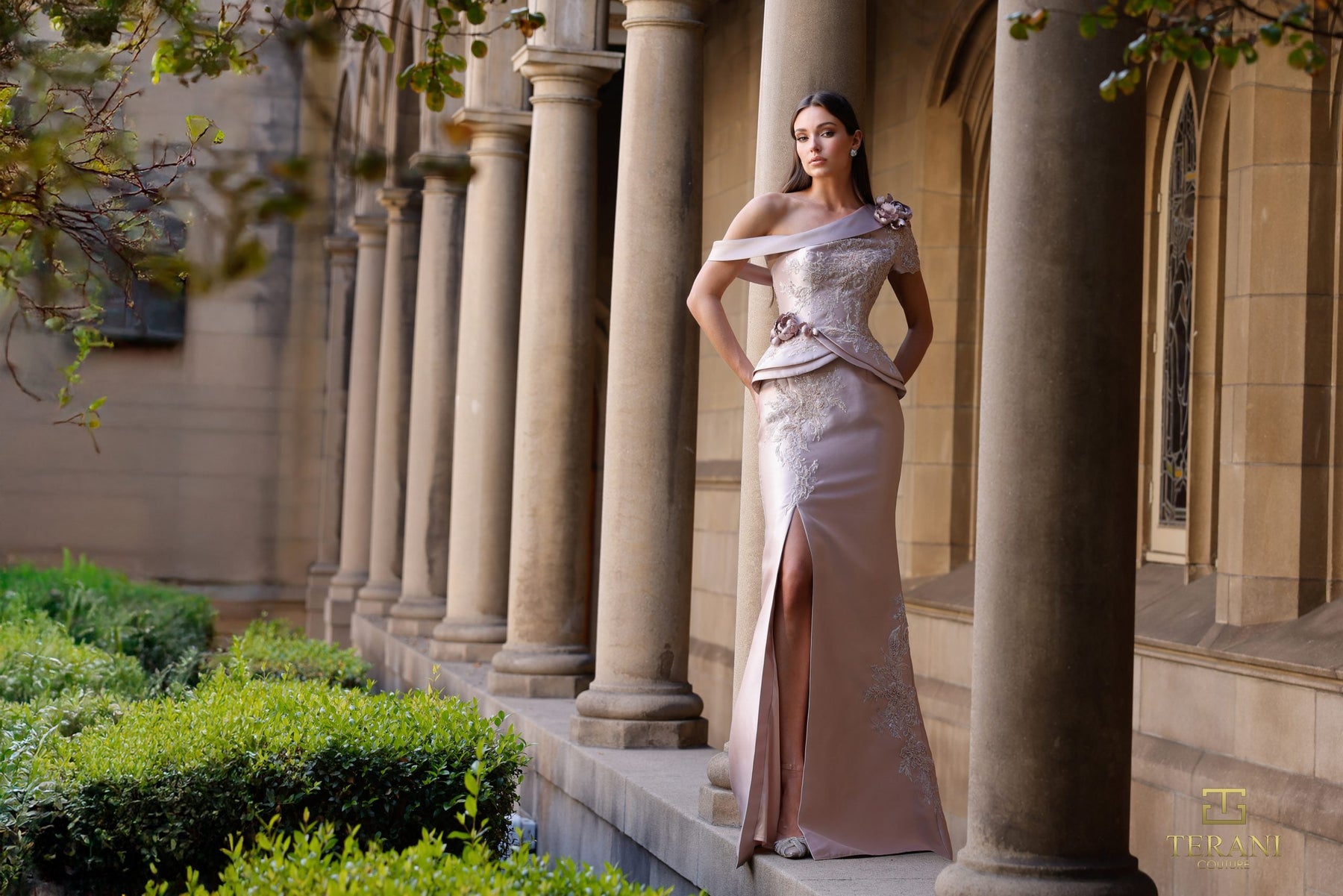 Terani Couture 261M6408 Embroidered Sheath Evening Dress