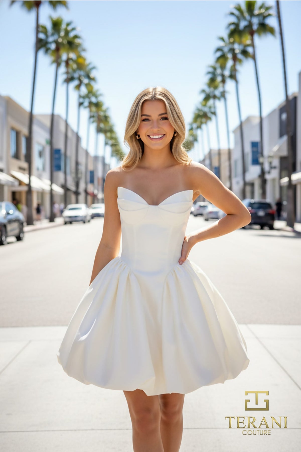 Terani Couture 261P6176 Sweetheart Neck Satin Party Dress