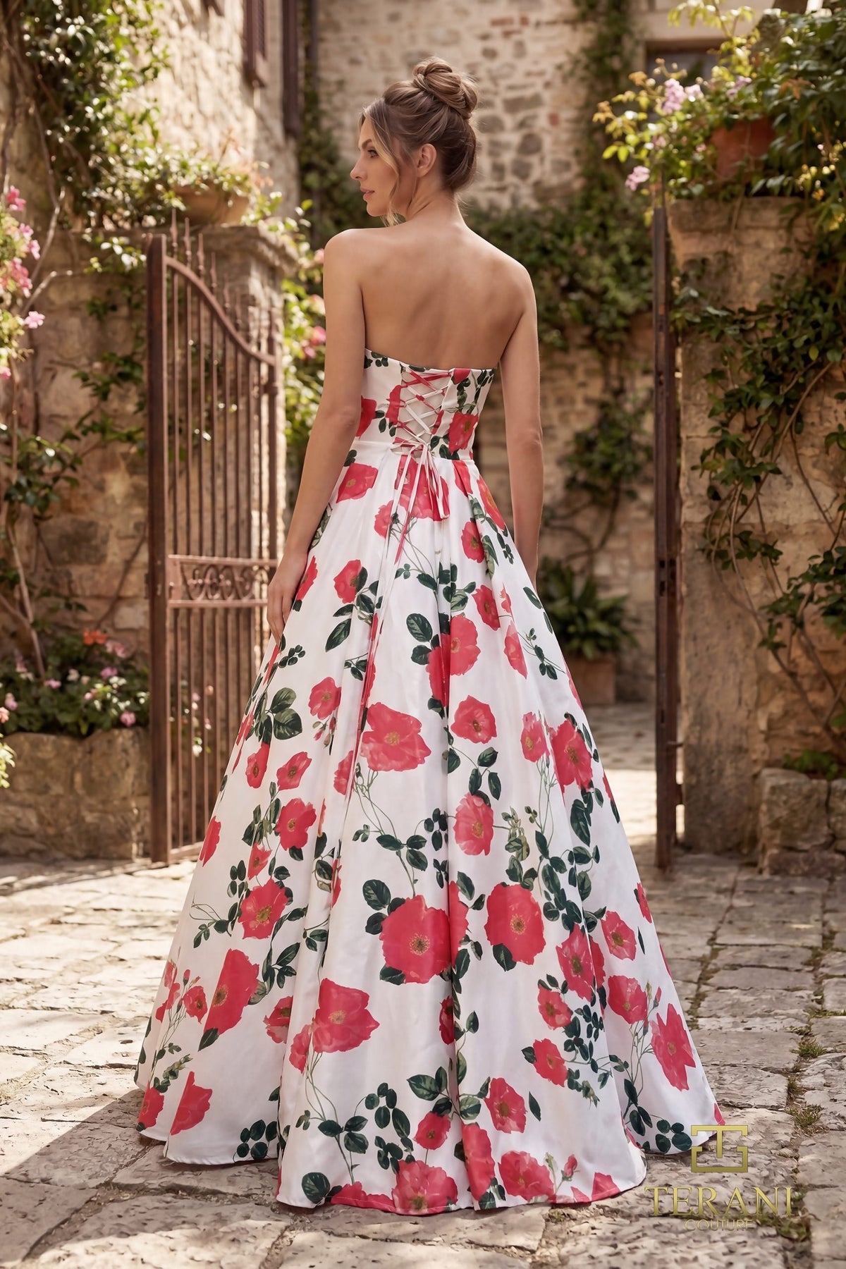 Terani Couture 261P6705 Sweetheart Botanical Print Dress