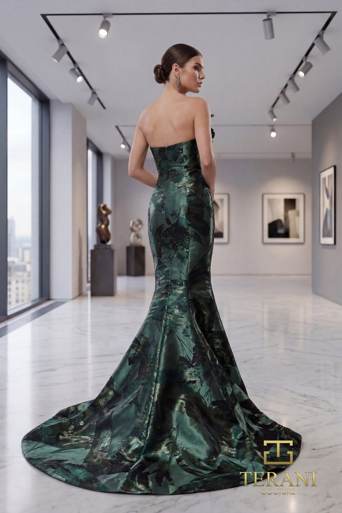 Terani Couture 261E6259 Floral Applique Mermaid Evening Dress
