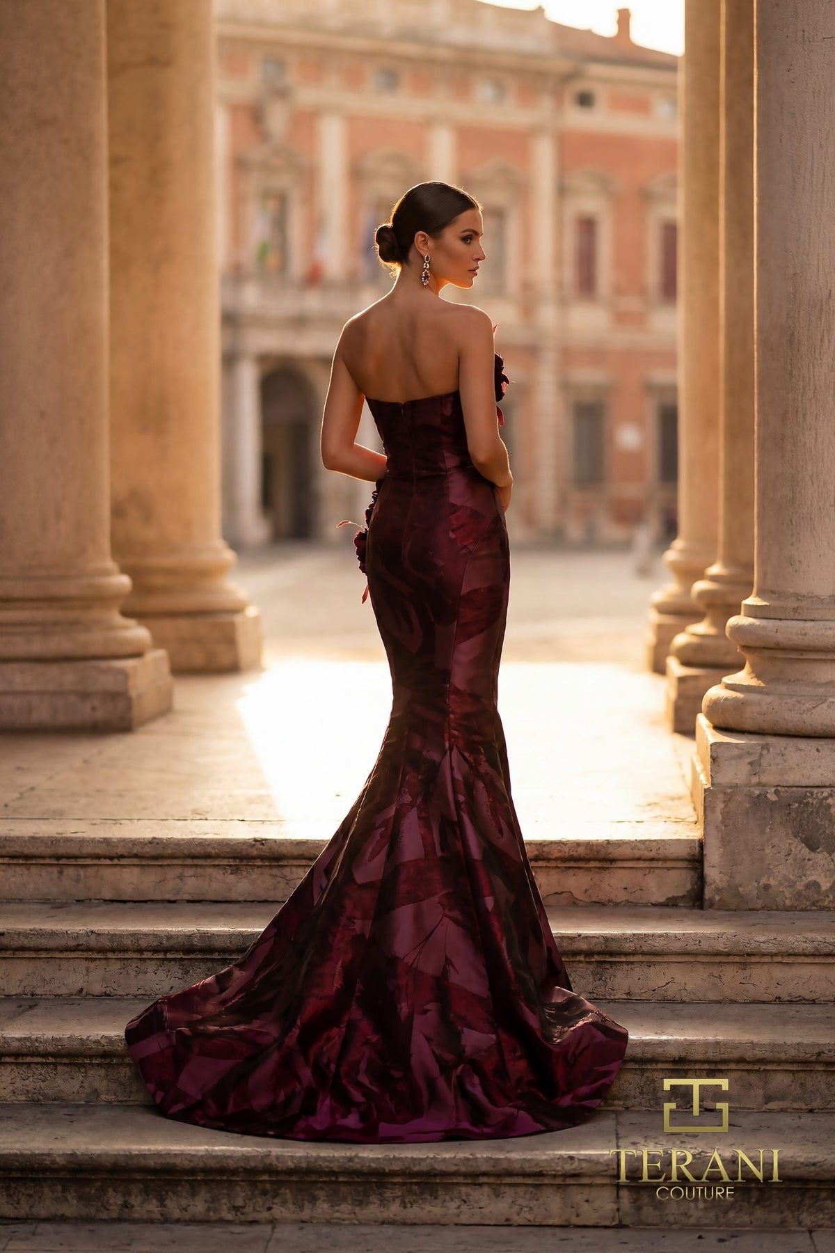 Terani Couture 261E6259 Floral Applique Mermaid Evening Dress