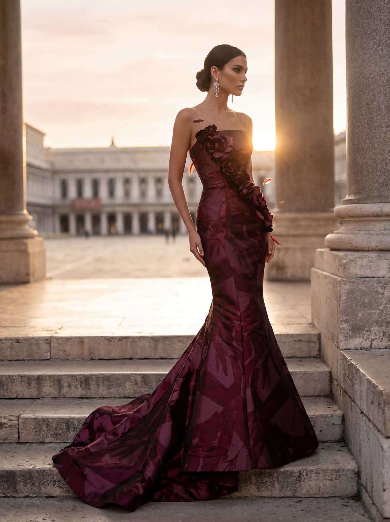 Terani Couture 261E6259 Floral Applique Mermaid Evening Dress