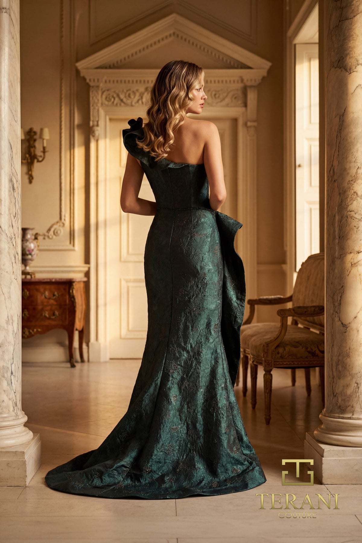 Terani Couture 261E6678 Elegant Textured One Shoulder Dress