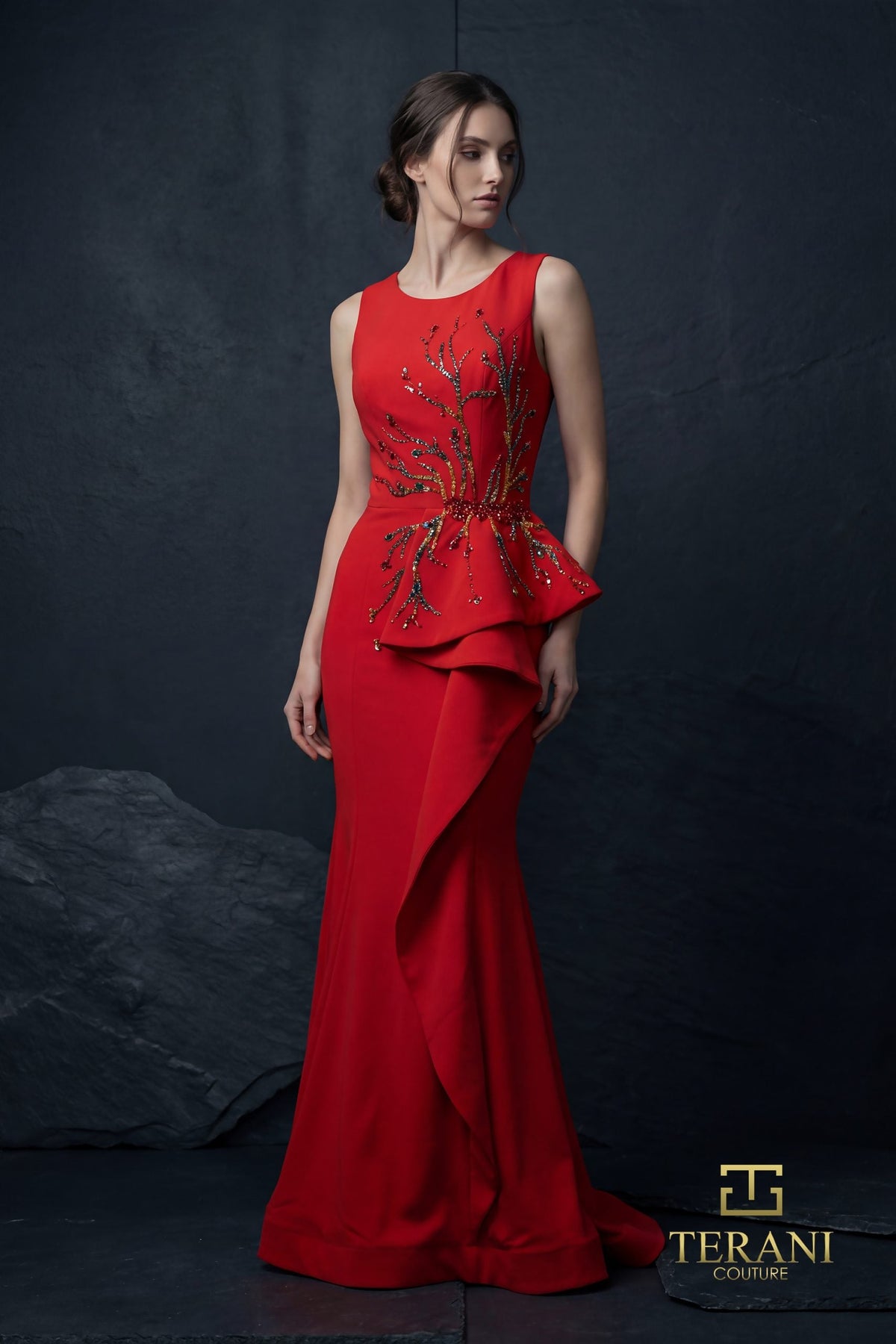 Terani Couture 261E6750 Sleeveless Jewel Neck Mermaid Dress