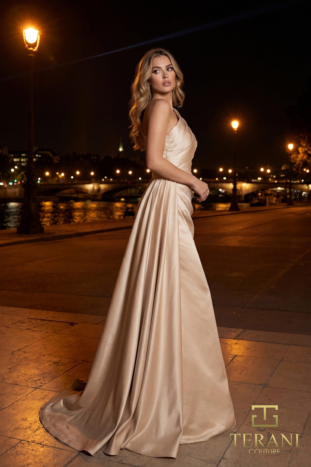 Terani Couture 261M6411 - One Side Neckline Ruched Evening Gown
