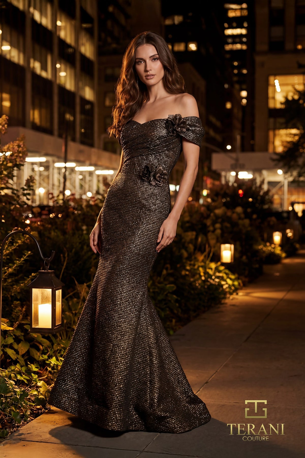 Terani Couture 261M6449 - Off Shoulder Brocade Mermaid Gown