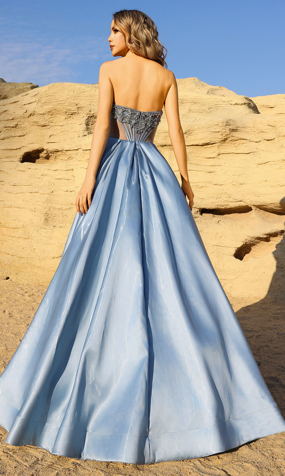 Terani Couture 261P6608 Pleated Satin Strapless Dress