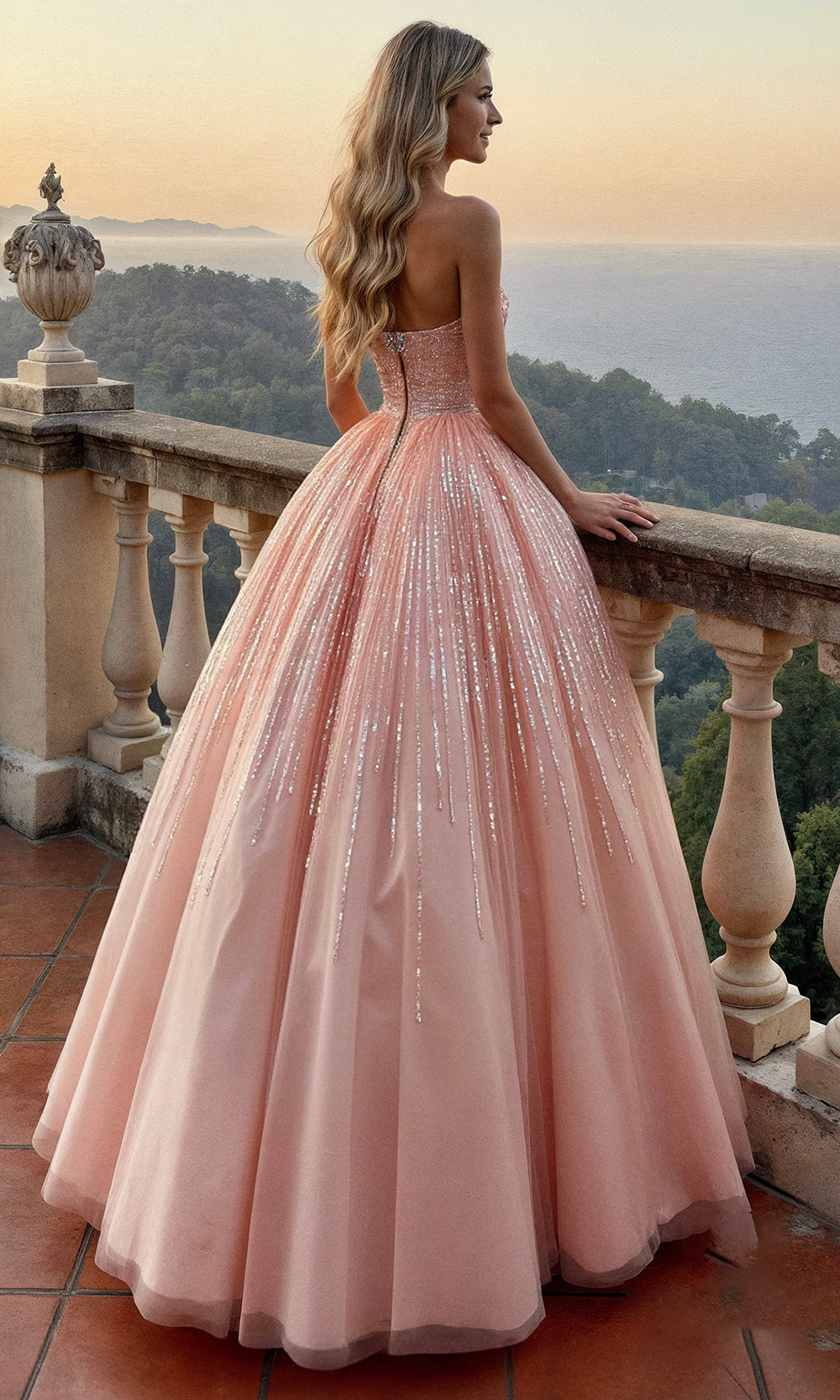 Terani Couture 261P6737 Strapless Layered Ballgown with Beading