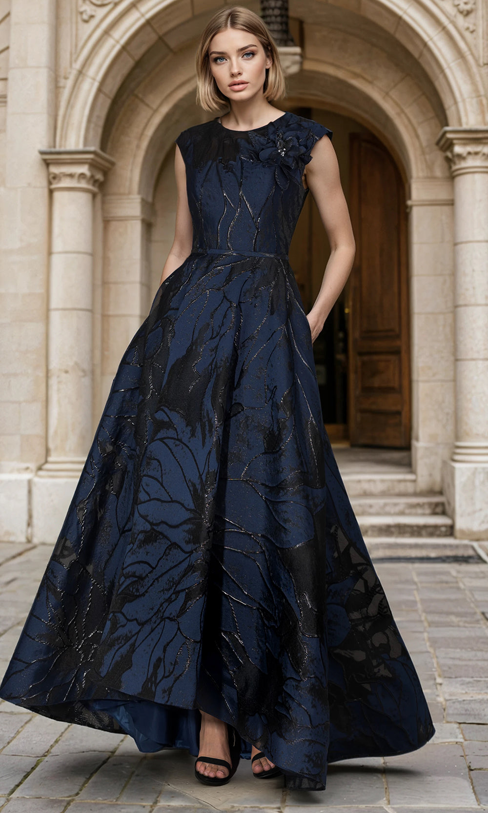Janique 26209 - 3D Floral Sleeveless A?Line Dress Mother of the Bride Dresses\