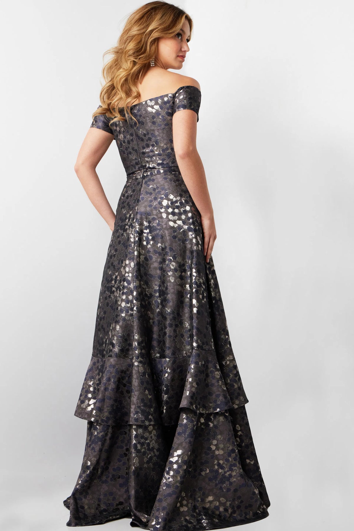 Jovani 26256 - Straight-Across Brocade Evening Gown