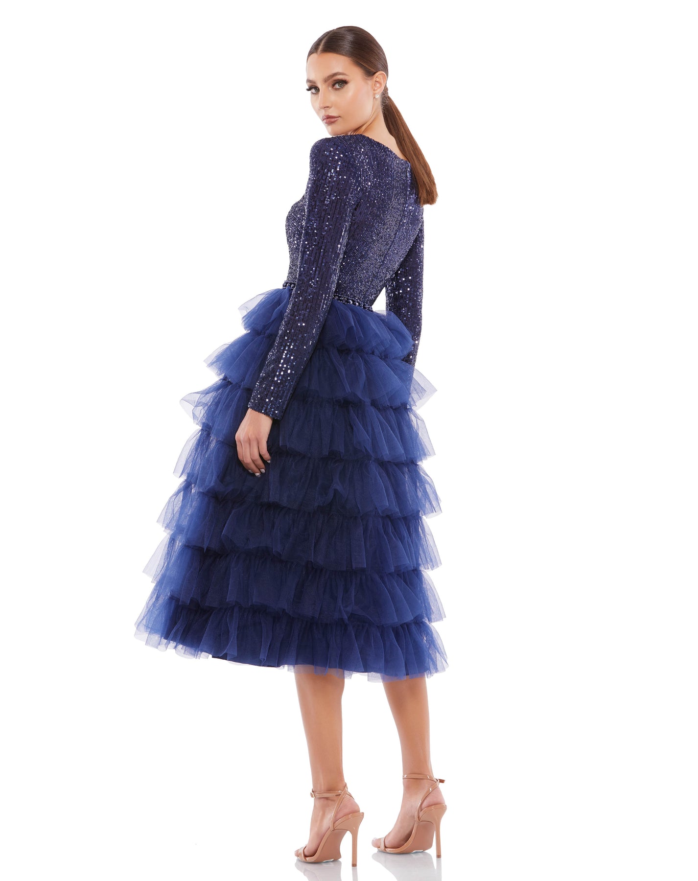 Ieena Duggal - 26299 Jewel Neck Sequined Evening Dress