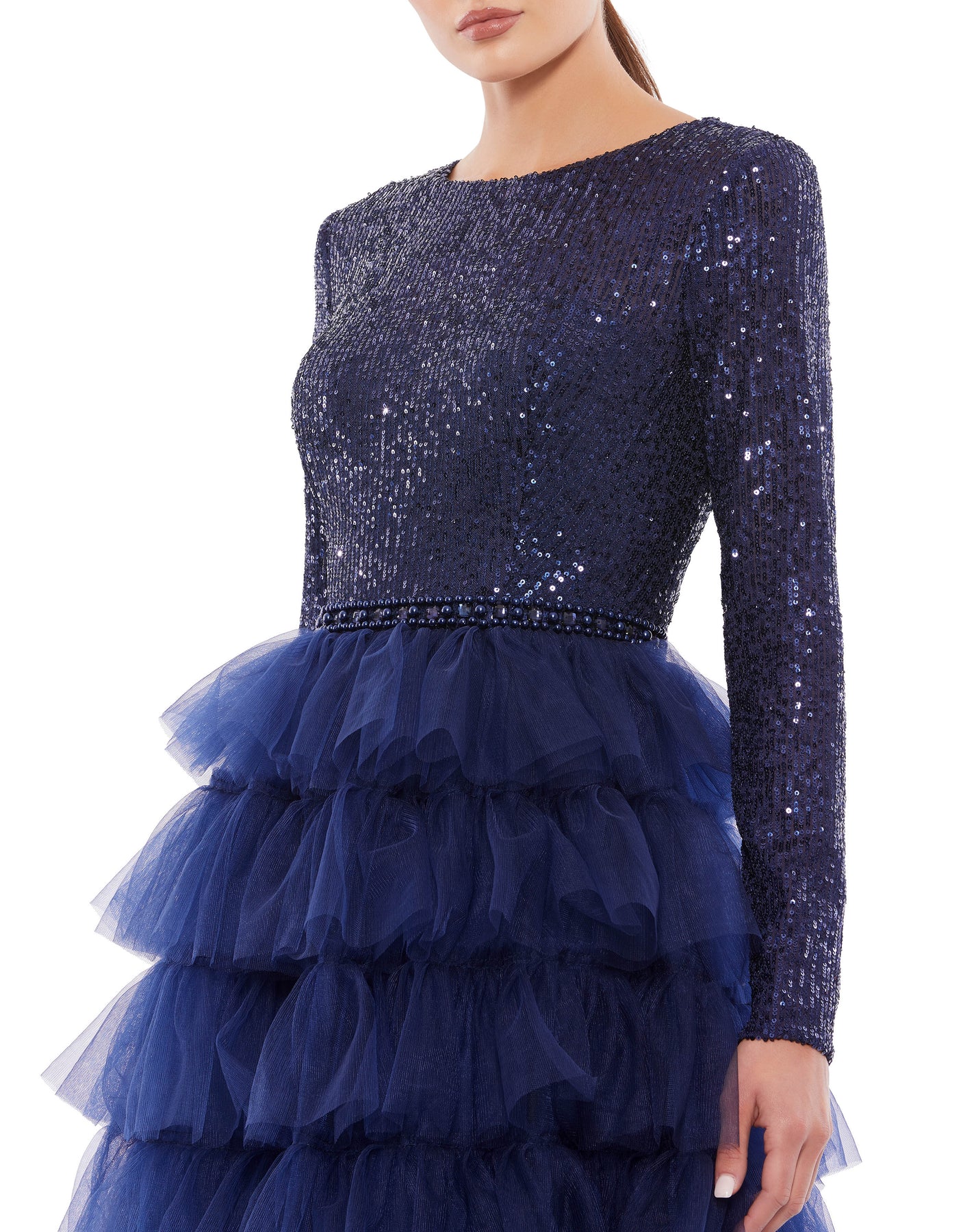 Ieena Duggal - 26299 Jewel Neck Sequined Evening Dress
