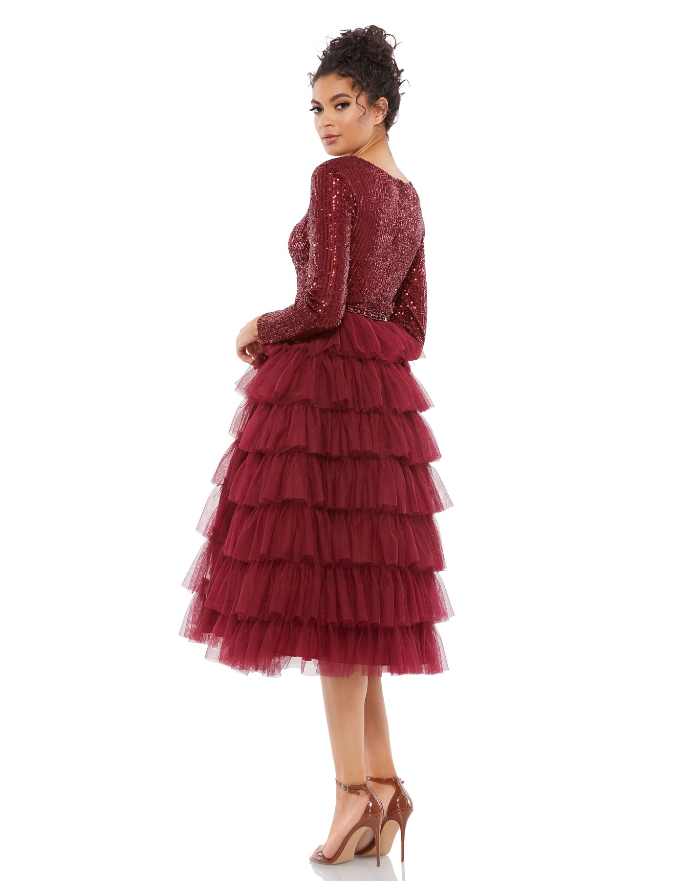 Ieena Duggal - 26299 Jewel Neck Sequined Evening Dress