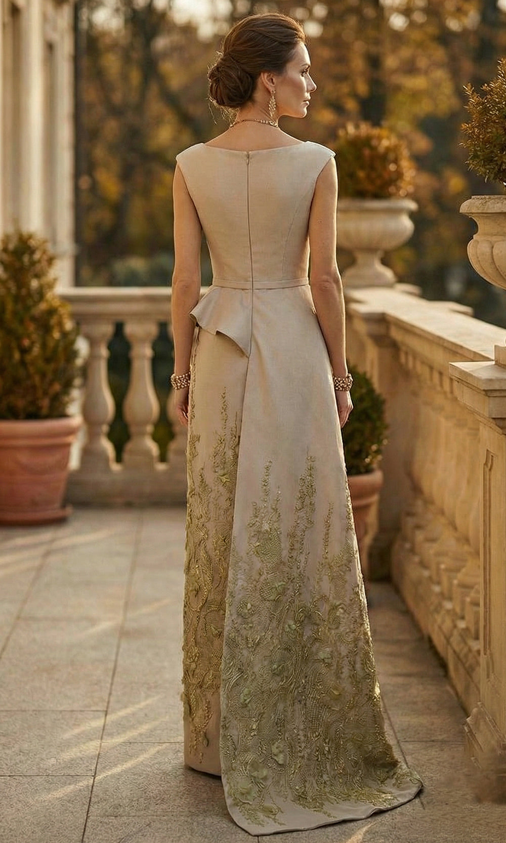 Terani Couture 262M7305 - Floral Applique Cap Sleeve Evening Gown