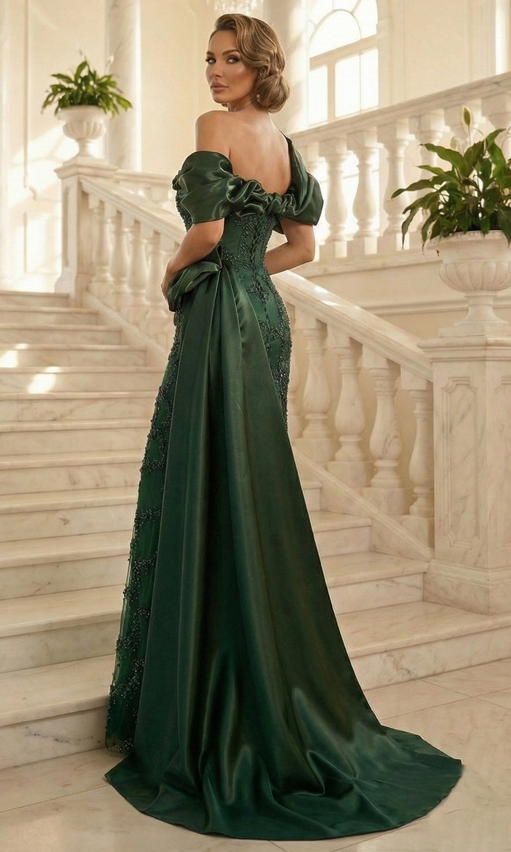 Terani Couture 262M7321 - Intricate Beaded Sheath Gown with Side Train