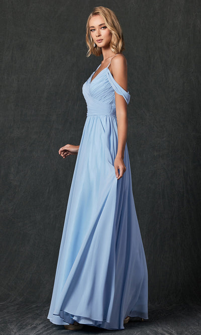 Juliet Dresses 262 - Long V-Neck Ruched Gown Formal Gowns