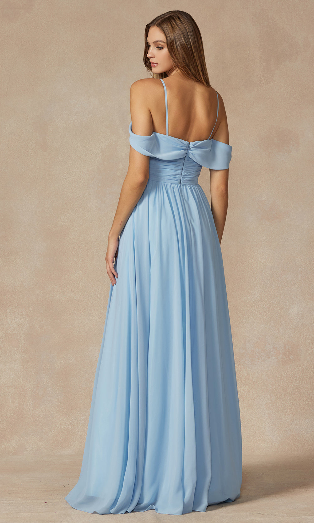 Juliet Dresses 262 - Long V-Neck Ruched Gown Formal Gowns