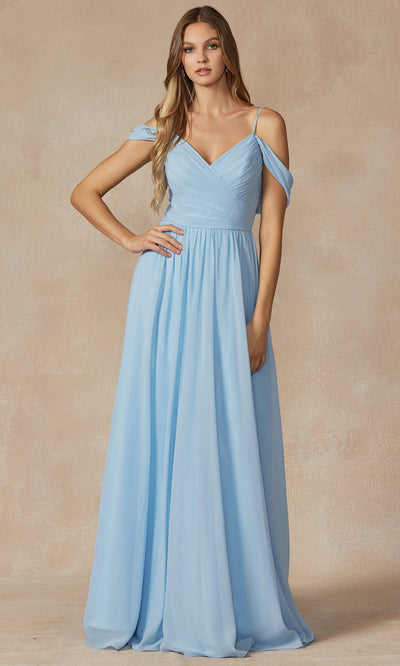 Juliet Dresses 262 - Long V-Neck Ruched Gown Formal Gowns