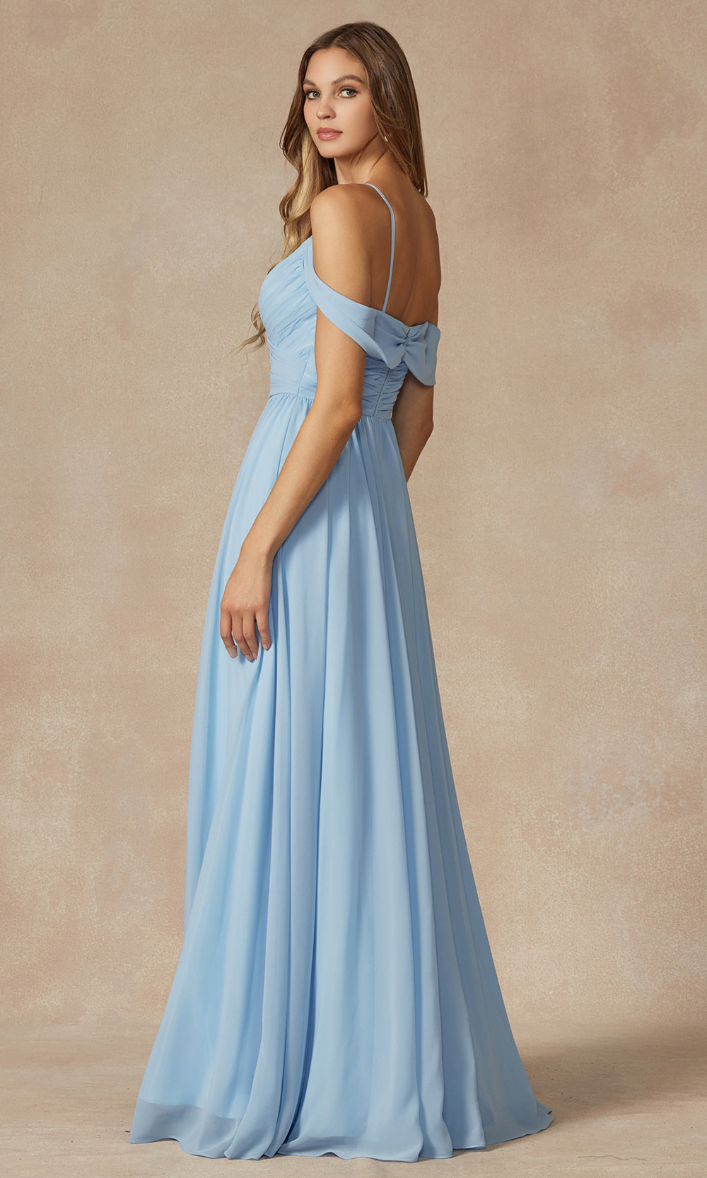 Juliet Dresses 262 - Long V-Neck Ruched Gown Formal Gowns