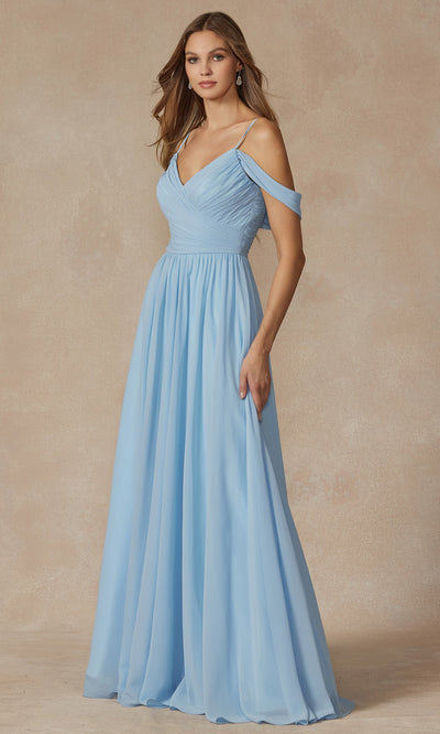 Juliet Dresses 262 - Long V-Neck Ruched Gown Formal Gowns