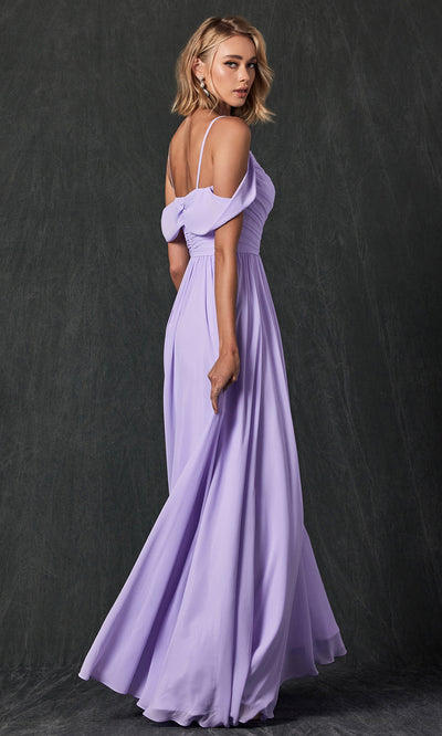 Juliet Dresses 262 - Long V-Neck Ruched Gown Formal Gowns