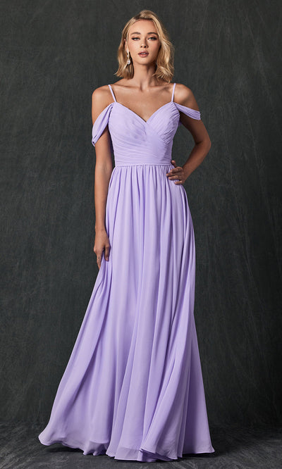 Juliet Dresses 262 - Long V-Neck Ruched Gown Formal Gowns