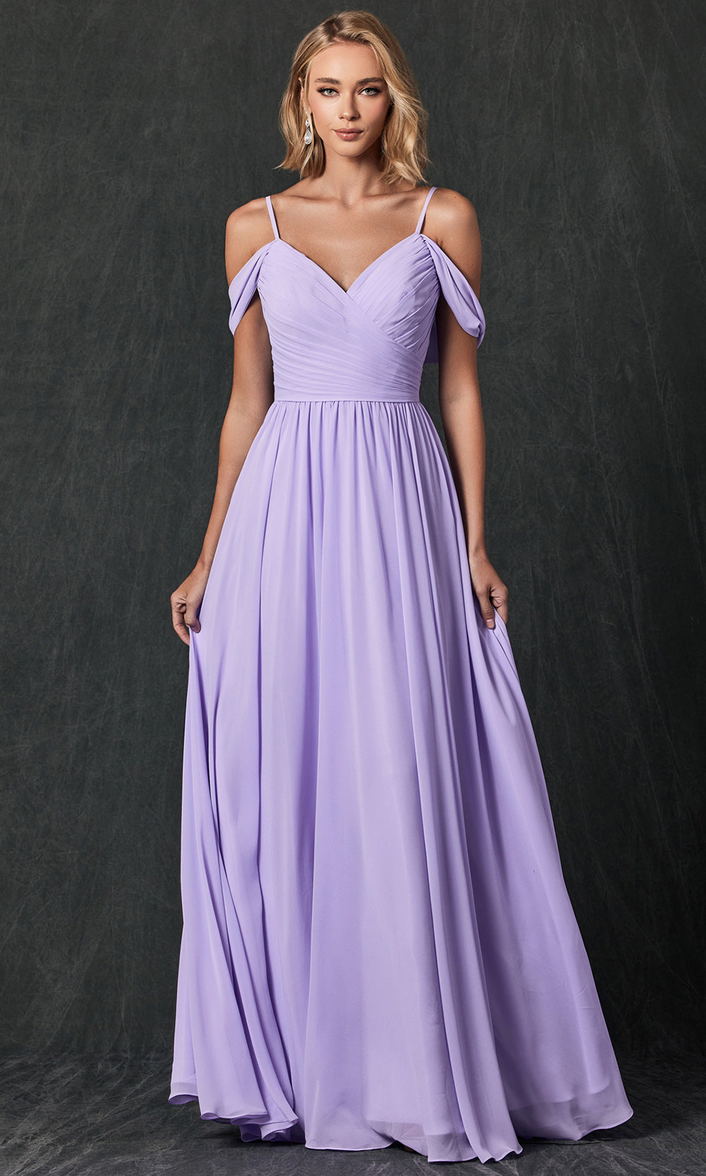 Juliet Dresses 262 - Long V-Neck Ruched Gown Formal Gowns