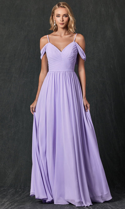 Juliet Dresses 262 - Long V-Neck Ruched Gown Formal Gowns