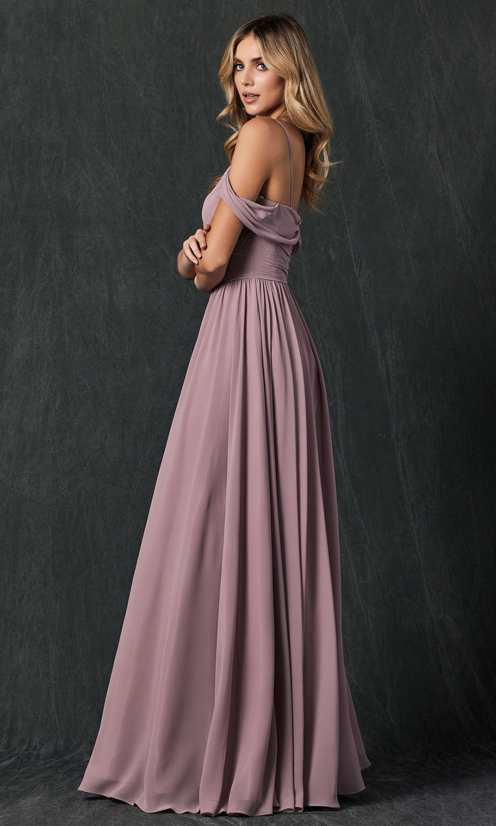 Juliet Dresses 262 - Long V-Neck Ruched Gown Formal Gowns