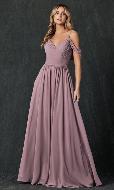 Juliet Dresses 262 - Long V-Neck Ruched Gown Formal Gowns