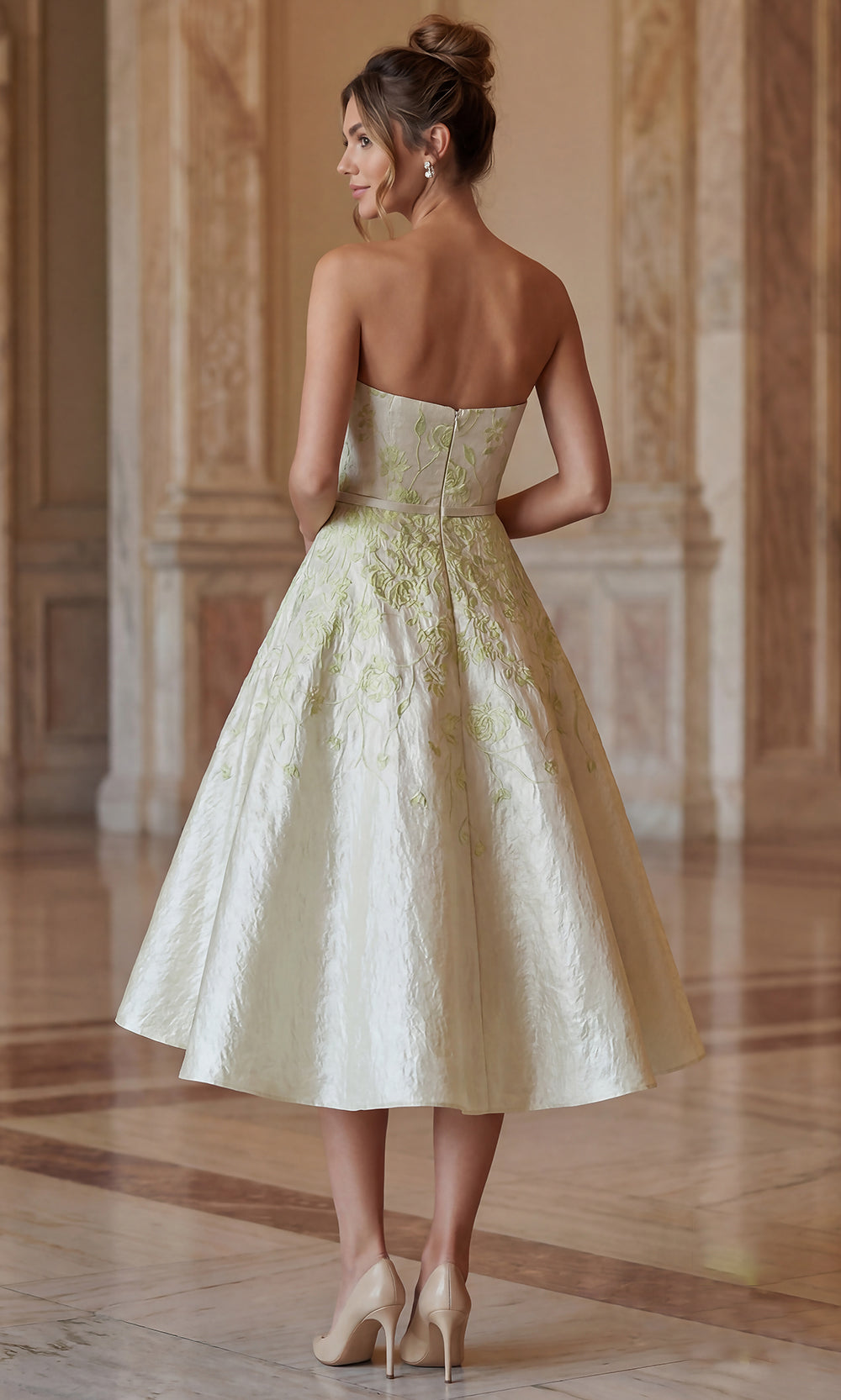 Terani Couture 262C7500 - Floral Tea-Length Strapless Dress