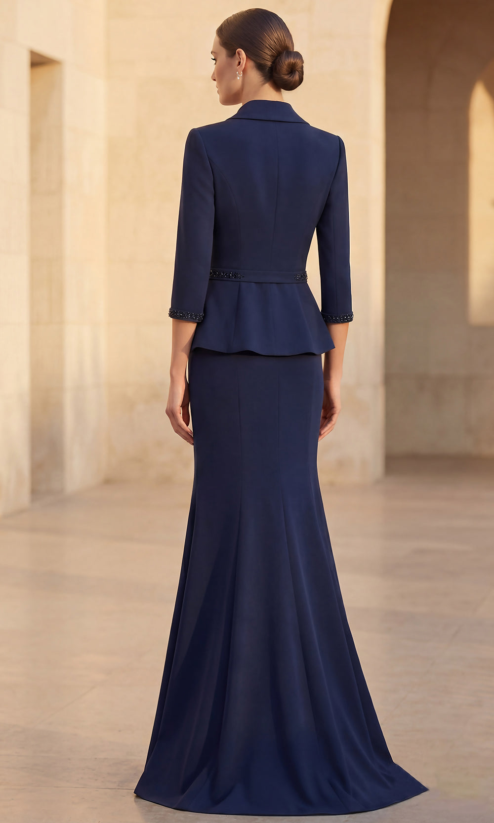 Terani Couture 262M7263 - Belted Plunging V-Neck Formal Gown