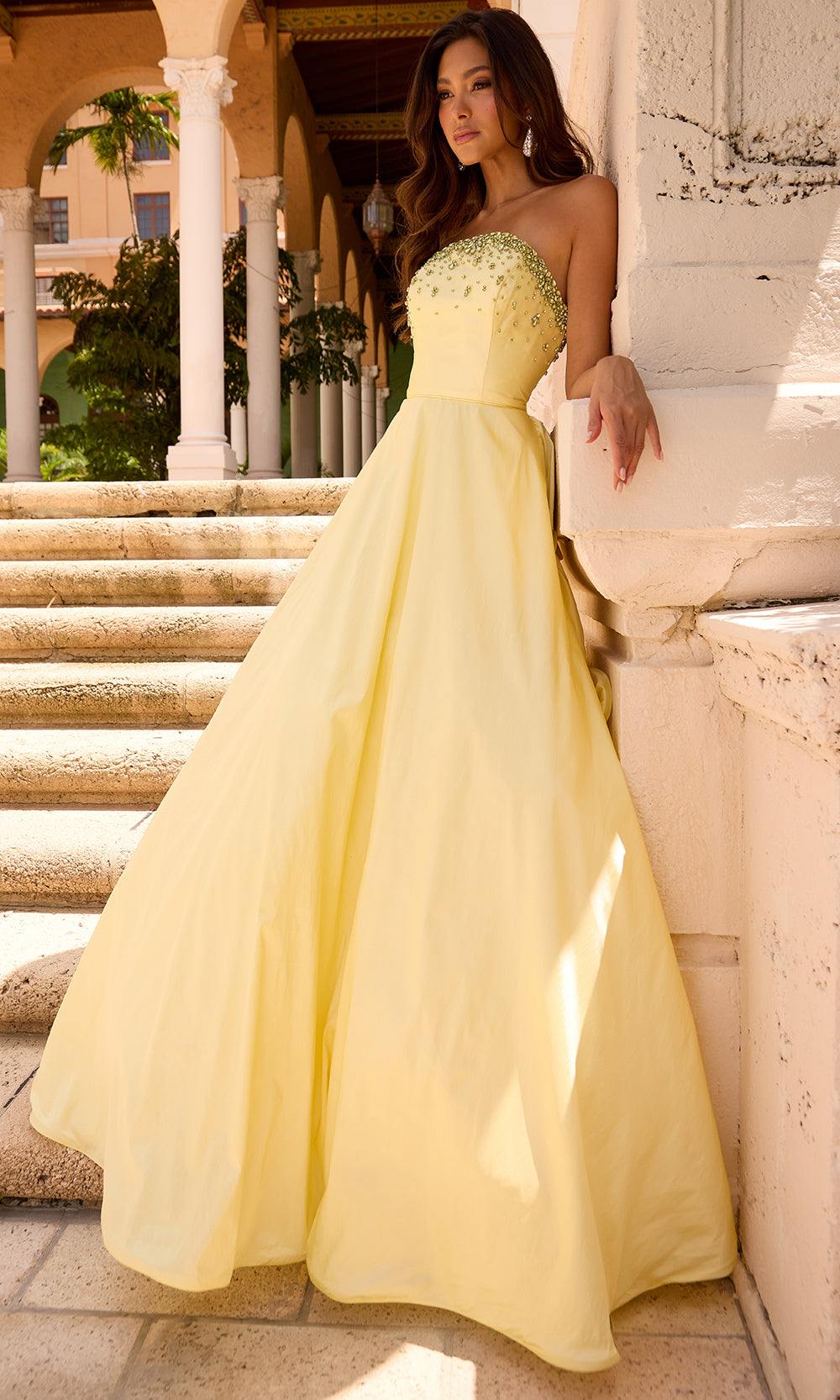 Ava Presley 26417 - Strapless Beaded Taffeta BallgownBall Gowns in In Yellow