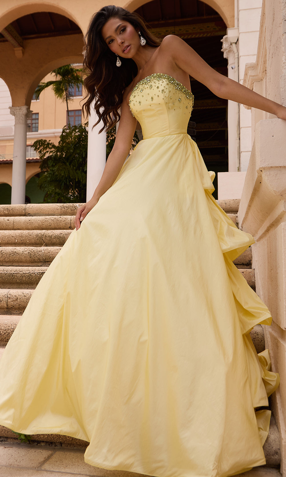 Ava Presley 26417 - Strapless Beaded Taffeta BallgownBall Gowns in In Yellow
