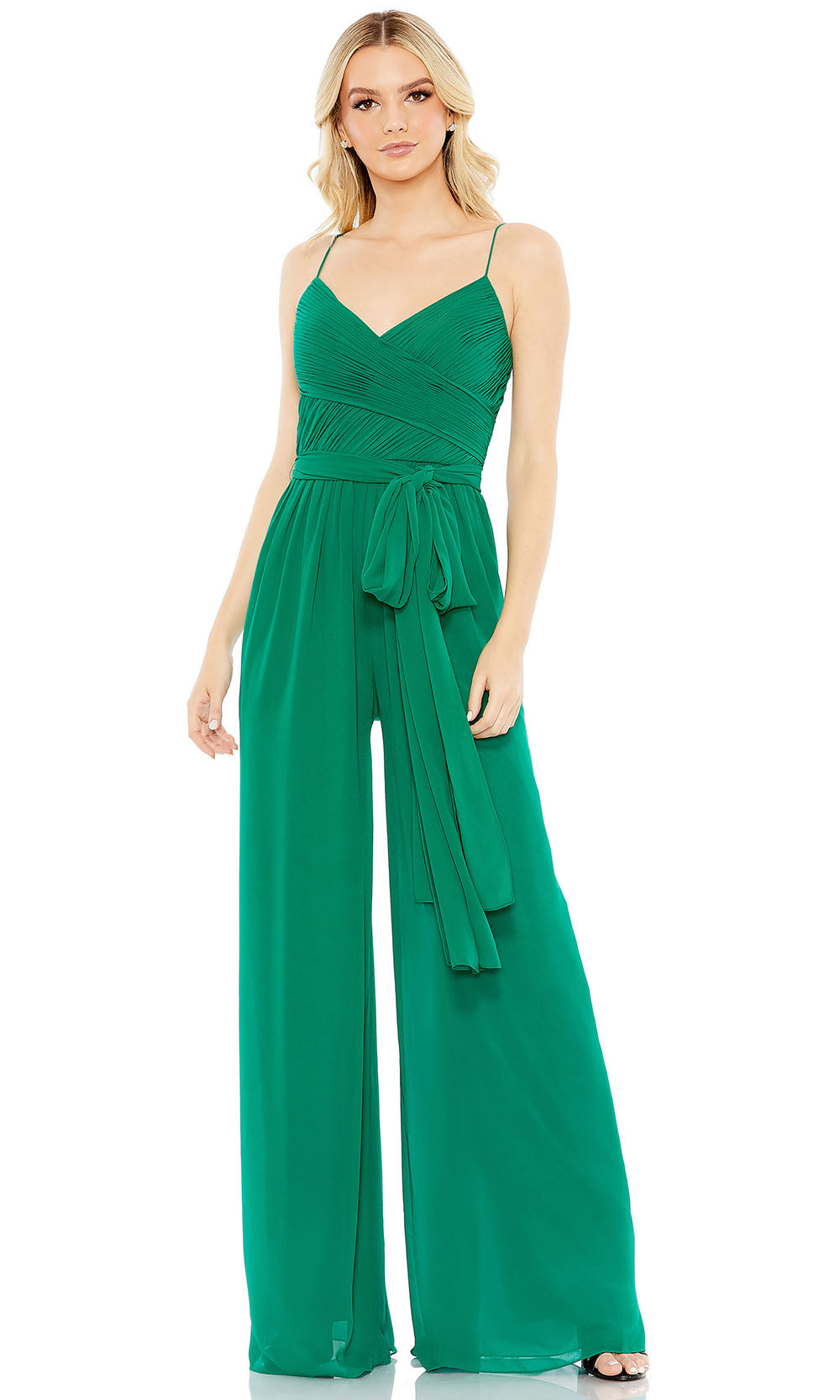 Ieena Duggal 2651 - Spaghetti Straps Tie Waist Jumpsuit Special Occasion Dresses