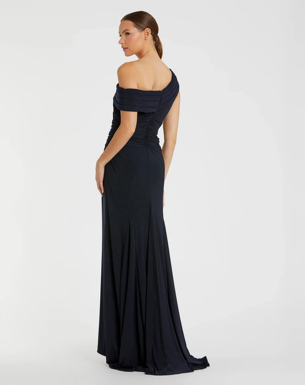 Ieena Duggal 26517 - Asymmetric Neck High Slit Prom Gown