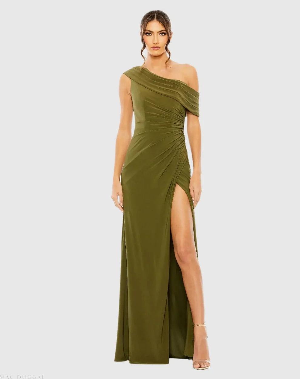 Ieena Duggal 26517 - Asymmetric Neck High Slit Prom Gown