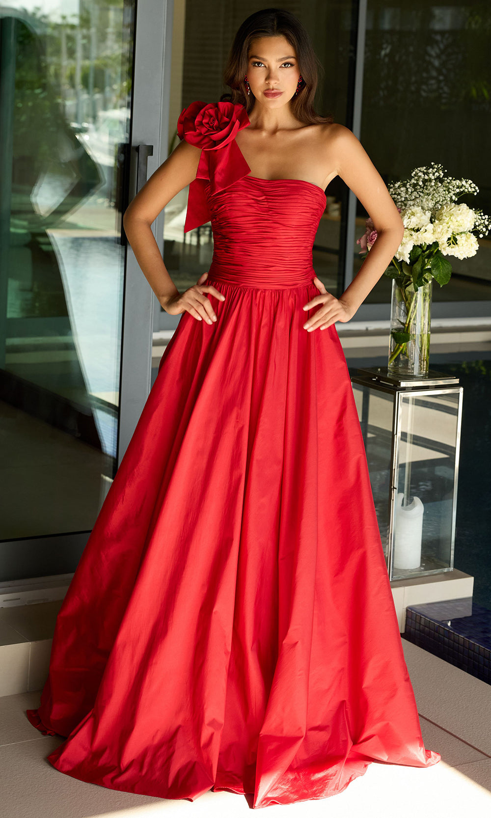 Ava Presley 26524 - Ruched Bodice Taffeta Gown with Train Ball Gowns