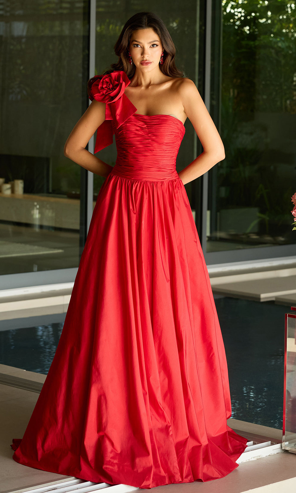 Ava Presley 26524 - Ruched Bodice Taffeta Gown with Train Ball Gowns