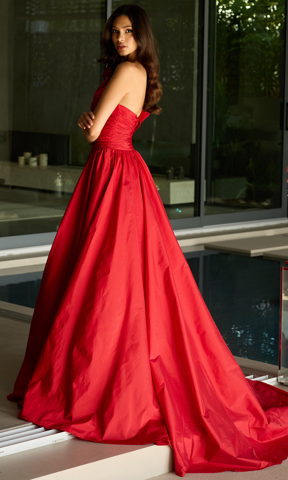 Ava Presley 26524 - Ruched Bodice Taffeta Gown with Train Ball Gowns