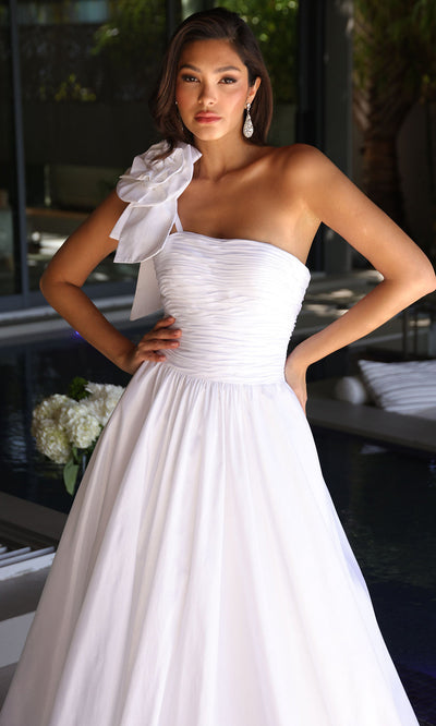 Ava Presley 26524 - Ruched Bodice Taffeta Gown with Train Ball Gowns