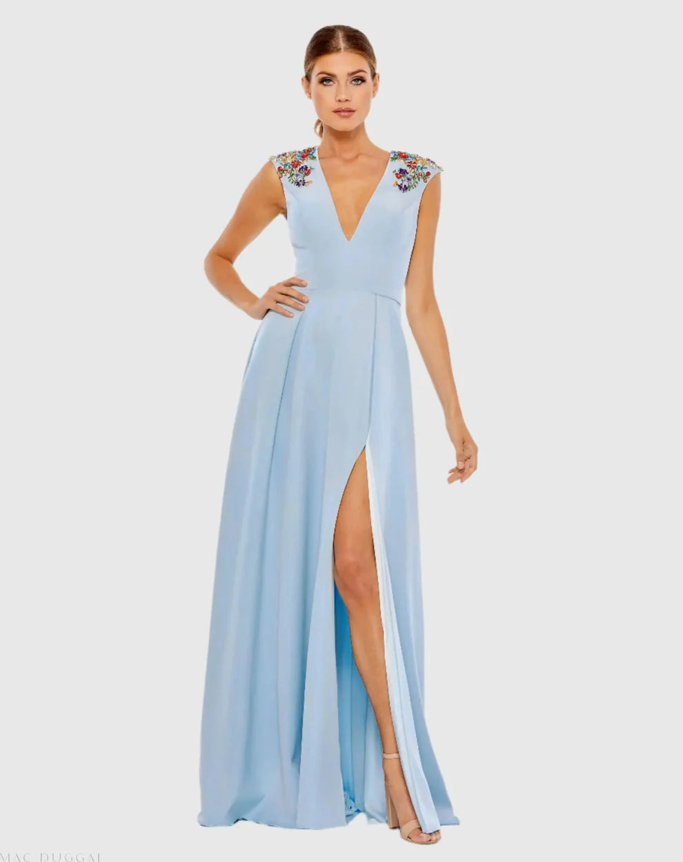 Ieena Duggal 26540 - Beaded Lace A-Line Evening Gown