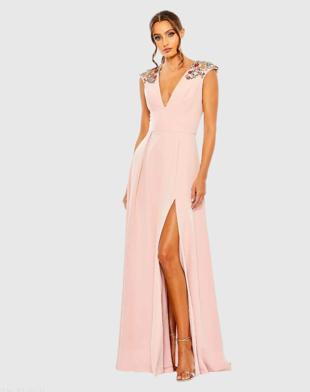 Ieena Duggal 26540 - Beaded Lace A-Line Evening Gown
