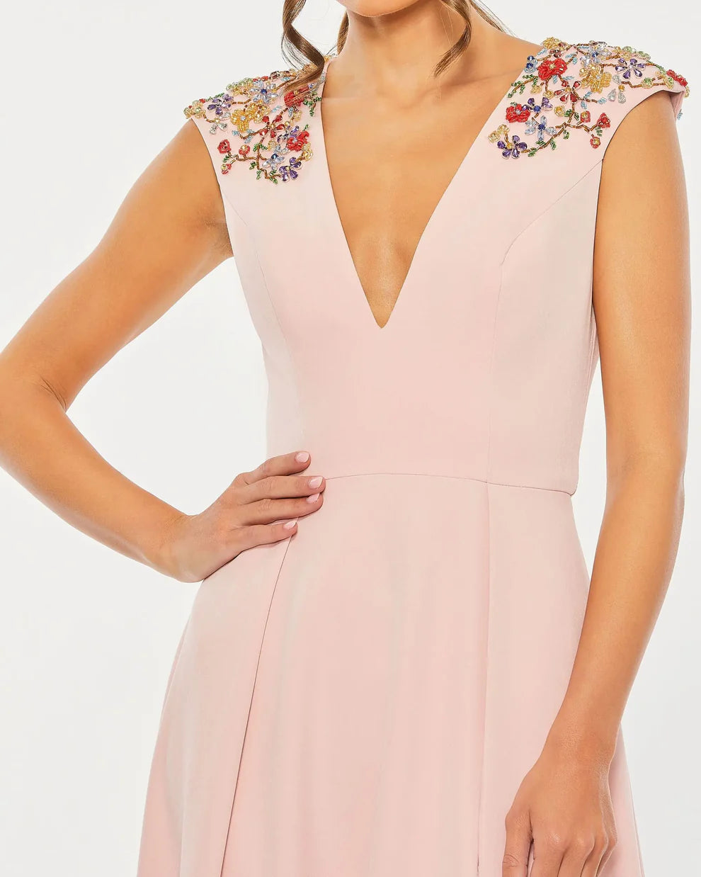 Ieena Duggal 26540 - Beaded Lace A-Line Evening Gown