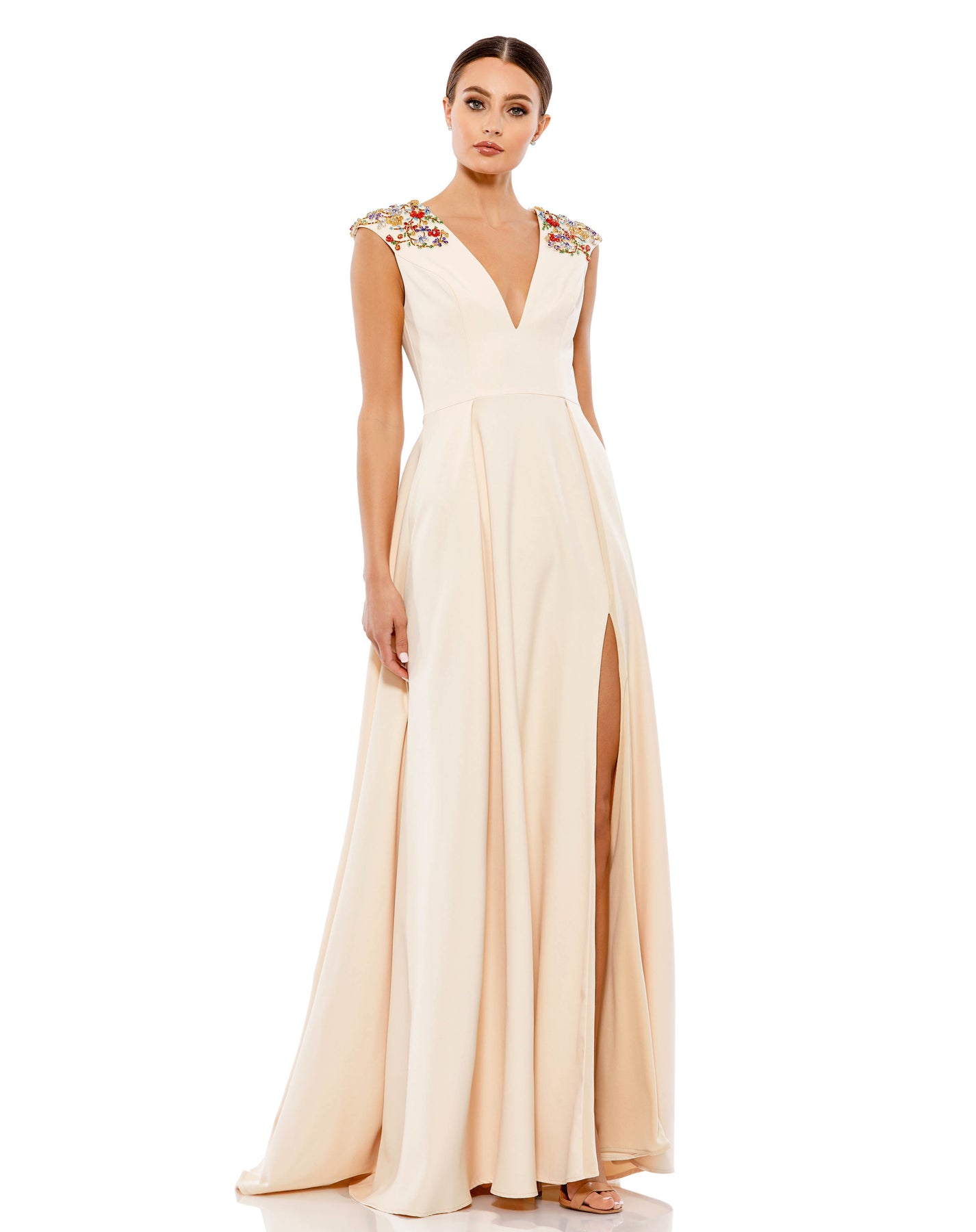 Ieena Duggal 26540 - Beaded Lace A-Line Evening Gown