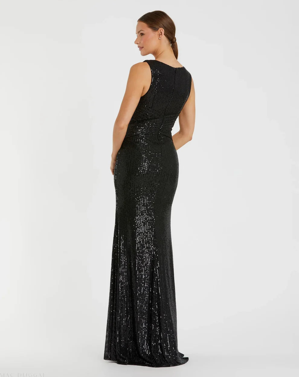 Ieena Duggal 26598I - Plunging V-Neck Sequin Evening Dress
