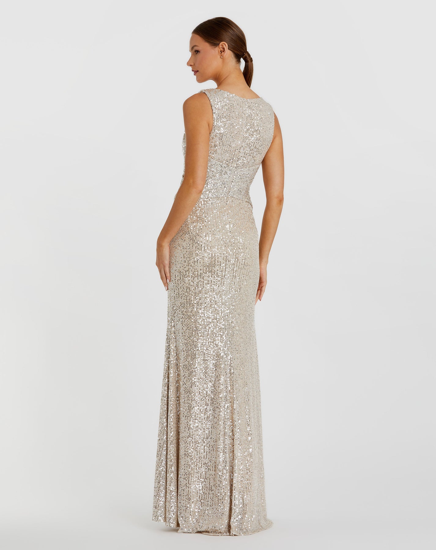 Ieena Duggal 26598I - Plunging V-Neck Sequin Evening Dress