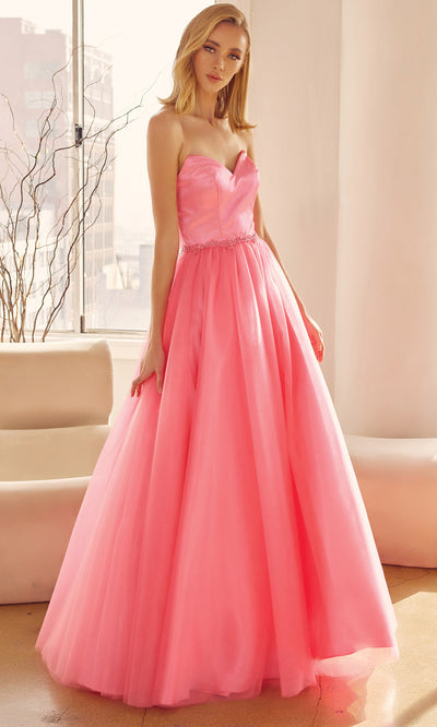 Juliet Dresses 265 - Beaded Waist A-Line Evening Gown Prom Dresses