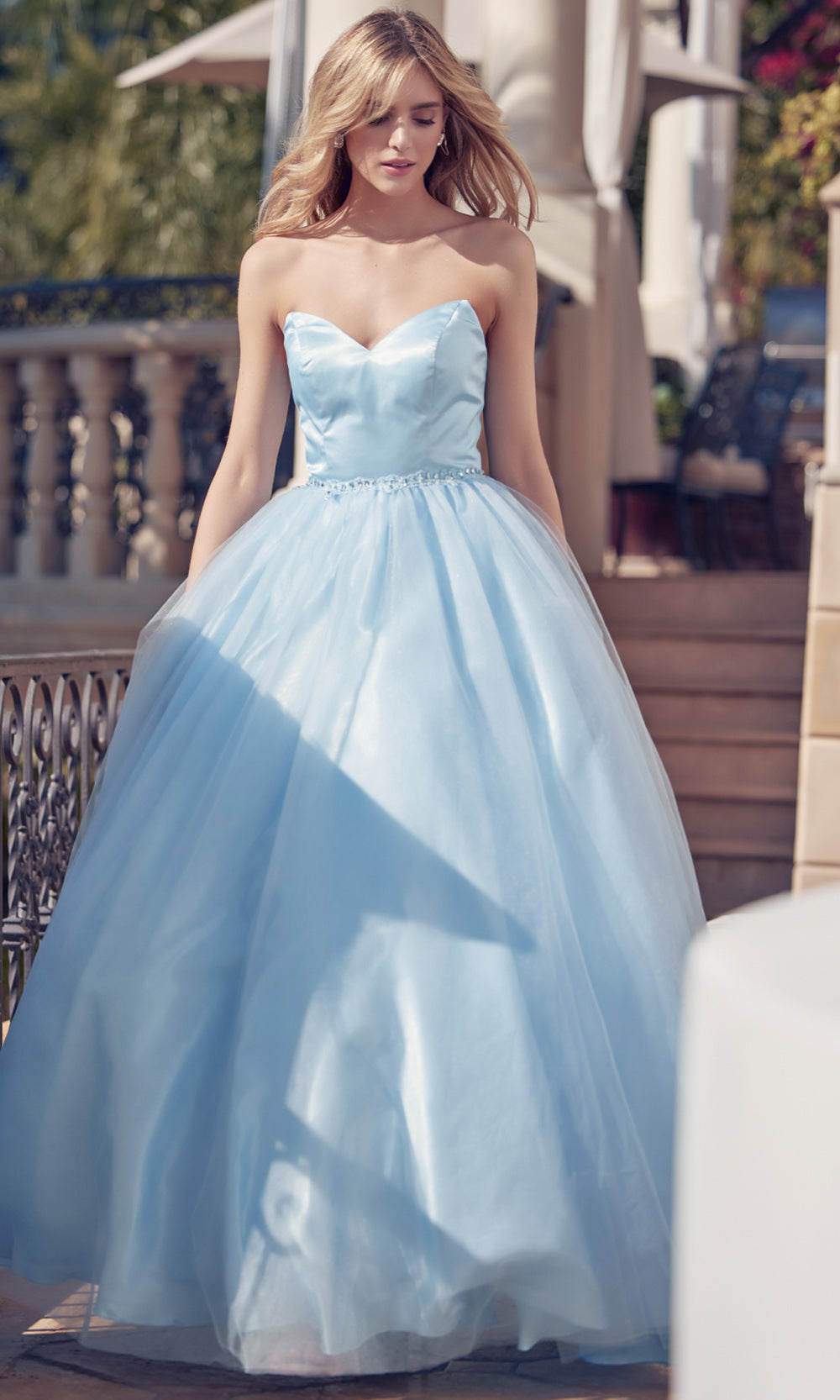 Juliet Dresses 265 - Beaded Waist A-Line Evening Gown Prom Dresses