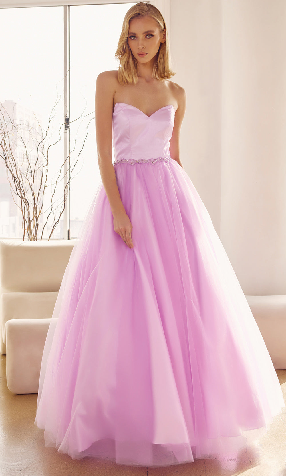 Juliet Dresses 265 - Beaded Waist A-Line Evening Gown Prom Dresses